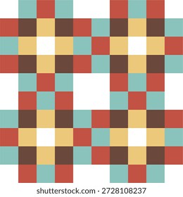 colored rhombuses with different geometric shapes. Colorful geometric pattern featuring diamond and block shapes. Modern seamless pattern with bold geometric symmetr. eps10