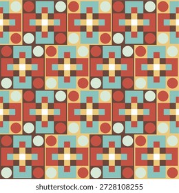 farbige Rauten mit unterschiedlichen geometrischen Formen. Farbiges geometrisches Muster mit Diamant- und Blockformen. Modernes nahtloses Muster mit fett geometrischer Symmetrie. EPS10