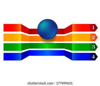 colored ribbon and ball on white background