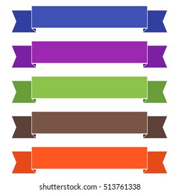 Colored ribbon banners set. Different Color Sample tapes template.