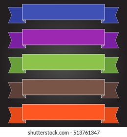 Colored ribbon banners set. Different Color Sample tapes template.