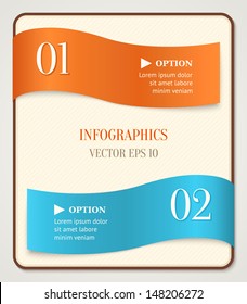 Colored ribbon with numbers on gray background. Can be used for numbered options, web design, infographics.