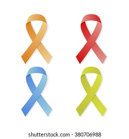 Colored ribbons, icons. Vector Illustration