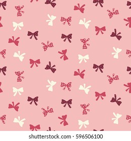 colored ribbons on a light background seamless pattern. Pink collection. Cotton Fabric for Sewing, Patchwork, Print Design Tissue textile Cloth Fabrics