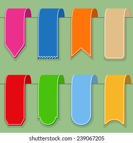 Colored ribbons (or bookmarks), flat design, vector eps10 illustration