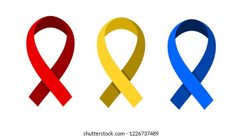 colored ribbons - red, yellow and blue