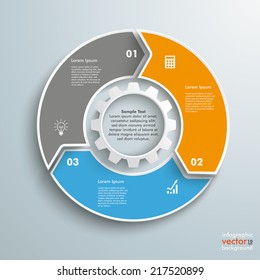 Colored ring with 3 options on the grey background. Eps 10 vector file.