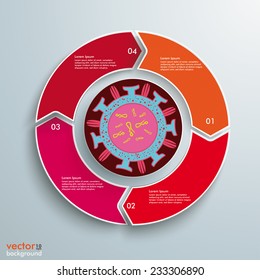 Colored ring with virus in the centre on the gray background. Eps 10 vector file.