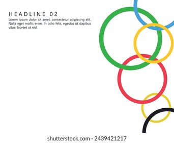 Colored rings on a white background. Abstract bright background for design.