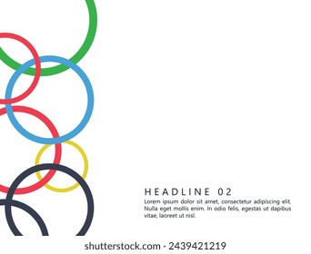 Colored rings on a white background. Abstract bright background for design.