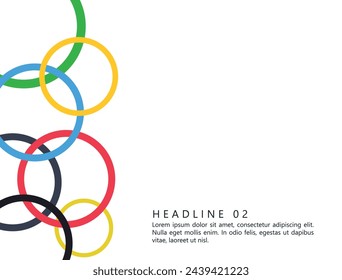 Colored rings on a white background. Abstract bright background for design.