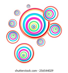 colored rings on a white background