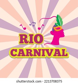 Colored rio de janeiro carnival poster with traditional mask Vector