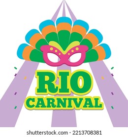 Colored rio de janeiro carnival poster with traditional mask Vector