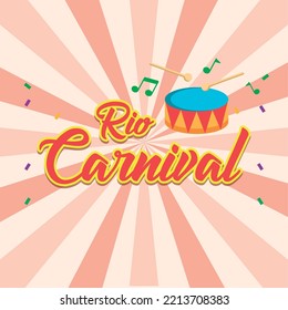 Colored rio de janeiro carnival poster with drum Vector