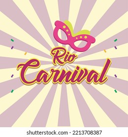 Colored rio de janeiro carnival poster with traditional mask Vector