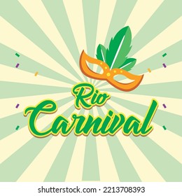 Colored rio de janeiro carnival poster with traditional mask Vector