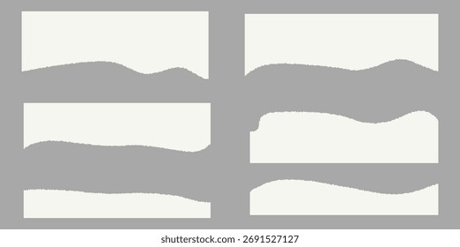 Colección de tiras de papel rayadas de color. Desechos de papel realistas con bordes rotos. Notas adhesivas, fragmentos de páginas de cuaderno. Ilustración vectorial.