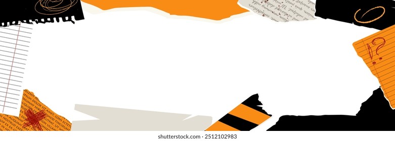 Colored rock stylish Torn Paper Frames. craft jagged rough zigzag banner template for social networks 