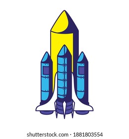 farbige Raketensymbol auf weißem Hintergrund, Vektorgrafik-Design
