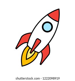 Colored rocket icon. Vector illustration