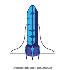 colored rocket icon in a white background vector illustration design