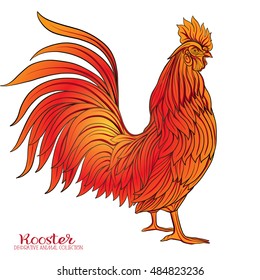  Colored Rooster. Chinese New Year Symbol 2017 New Year.
 Vector illustration. 