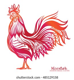  Colored Rooster. Chinese New Year Symbol 2017 New Year.
 Vector illustration. 