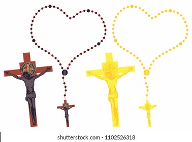 Colored Rosary Of Gold And Wood