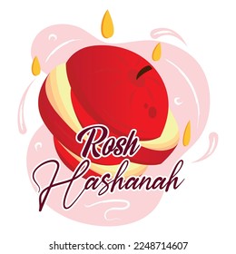 Colored rosh hashanah poster Isolated apple cut on different slices Vector