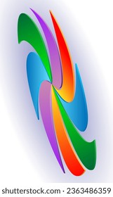 Colored rotation disk. Vector illustration of a set of paper sheets of different colors and shapes. Template for creativity.