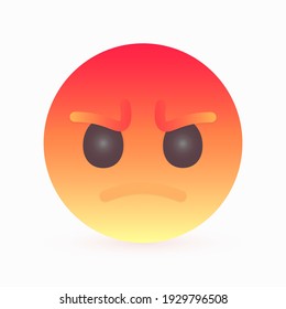 Colored round bubble with an angry expression. Emotion of agitation, anger, discontent. Vector illustration