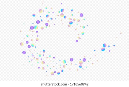 Farbiger, transparenter Hintergrund des Karnevals. Holografische Vektorpolka-Tapete. FallingFestive Card. Hologram Transparente Textur.