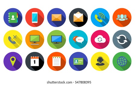 Colored Round Communication Icons Set