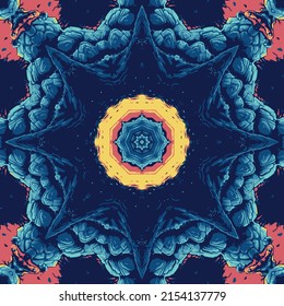Mandala floral redonda de colores sobre un fondo de color
