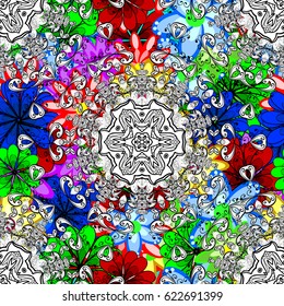 Colored round floral mandala on a background. For textile, invitations, banners and other. Vector illustration.