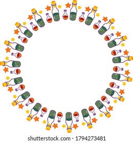 Colored round frame halloween, wreath, decorative design, vector illustration