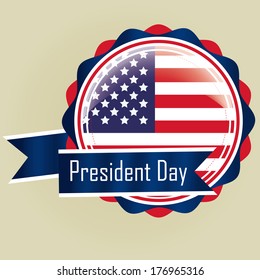 a colored round icon with the american flag and a ribbon