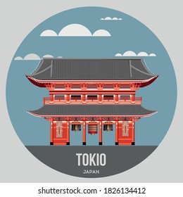 colored round icon of the city of Tokyo