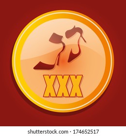 a colored round icon with some heels and text
