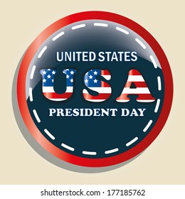 a colored round icon with some text for president's day