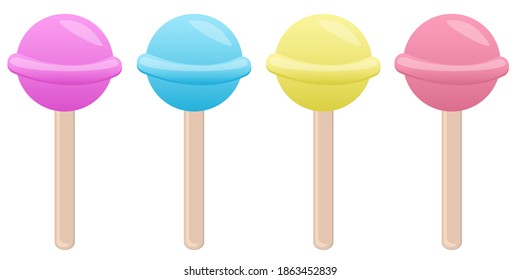 farbige runde Lollipops, Vektorgrafik von Elementen im flachen Stil