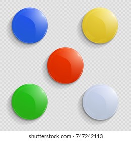 Colored round magnets on a board, vector