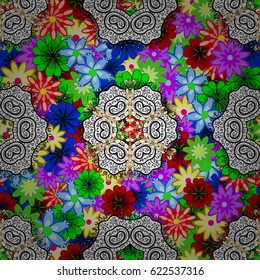 Colored round ornament pattern on a background. Vector Mandala.