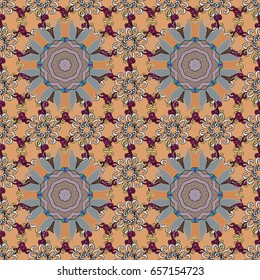 Colored round ornament pattern on a colorful background. Vector Mandala.