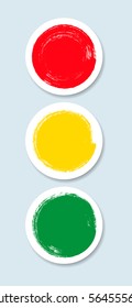 colored round paper circle sticker with space for text. traffic light
