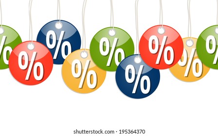 colored round pendants with % signs - endless