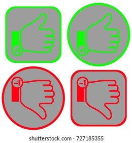 
Colored round and square thumb icon up and down with points