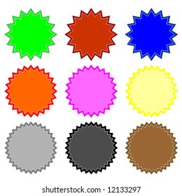 colored round sticker set icons