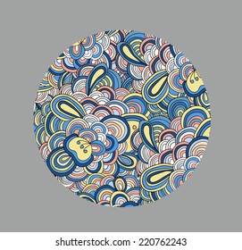 Colored round vector lines hand drawn pattern.